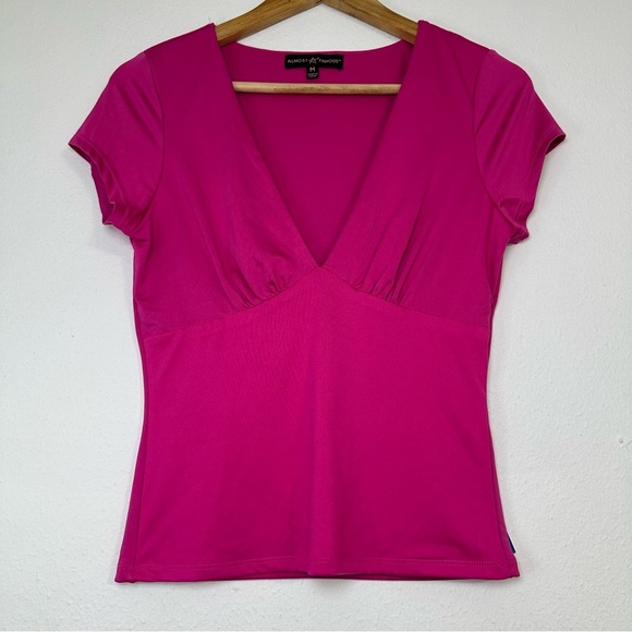 Almost Famous Barbiecore Fuchsia V-Neck Blouse - Picture 2 of 12